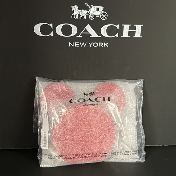 COACH X Disney Mickey Mouse Limited Edition Coin Purse Red Leather Ears Case NWT - Picture 4 of 10